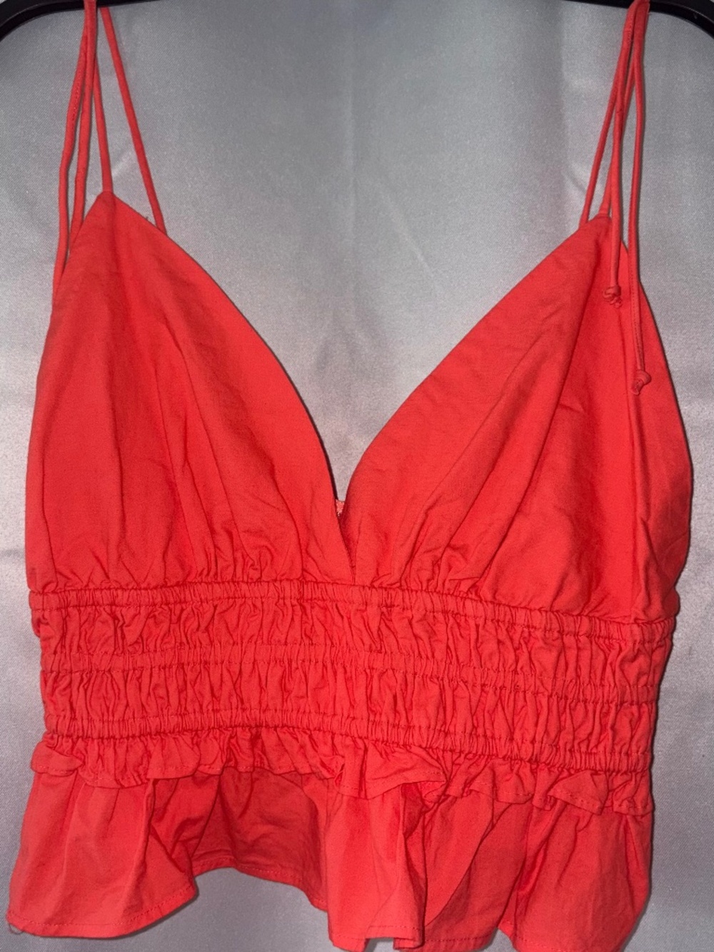 Coral pink orange crop top